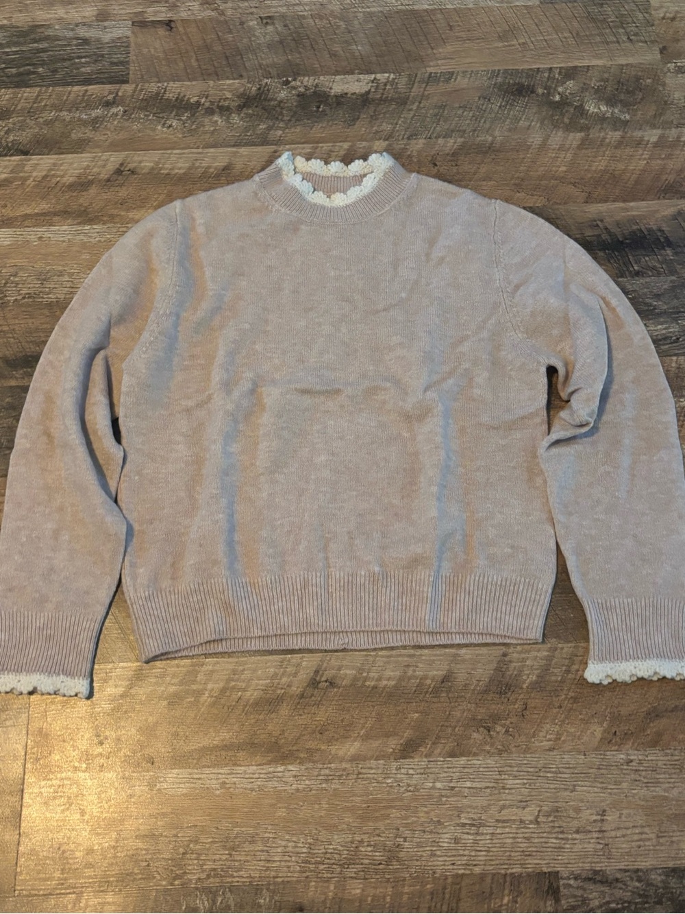 Zara beige plain-knit crewneck sweater
